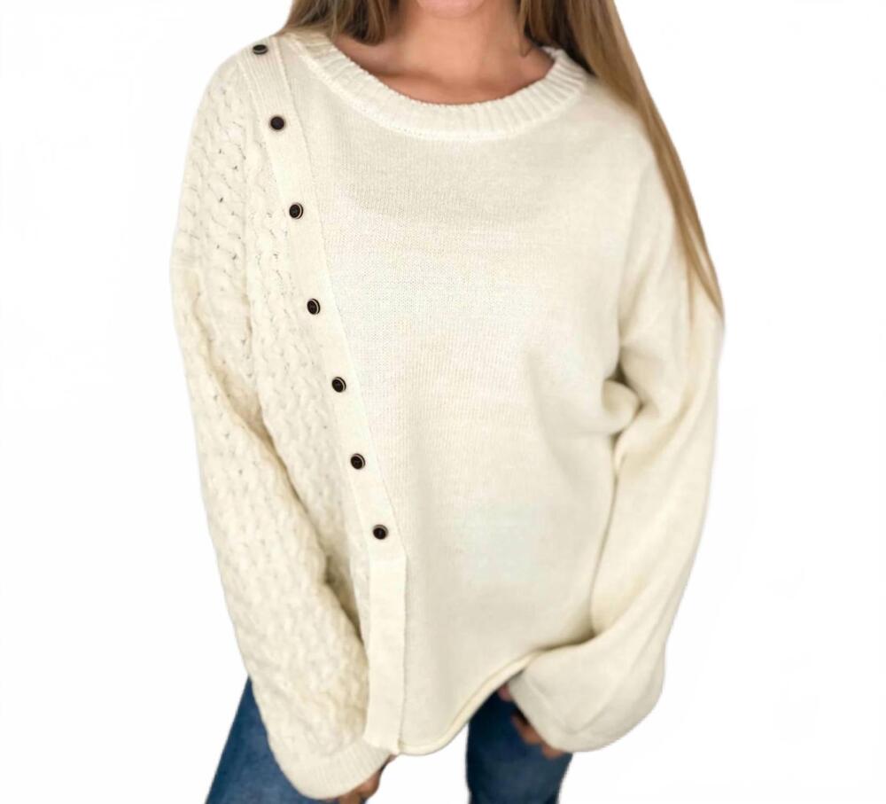 NEW MELLO details are everything cotton blend long sleeve sweater in ivory
